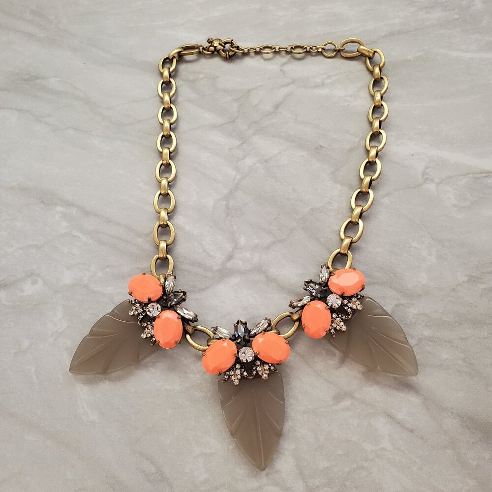 ✨ J.Crew Statement Rhinestone Crystal Arrowhead Feather Neon Brigh Pave Necklace